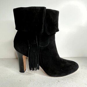 Johnston & Murphy Black Leather Stacked Heel Ankle Boot Womens Size 8M